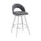 Armen Living Lottech Swivel Bar Stool in Brushed Stainless Steel with Gray Faux Leather 840254335417 - alternate 1